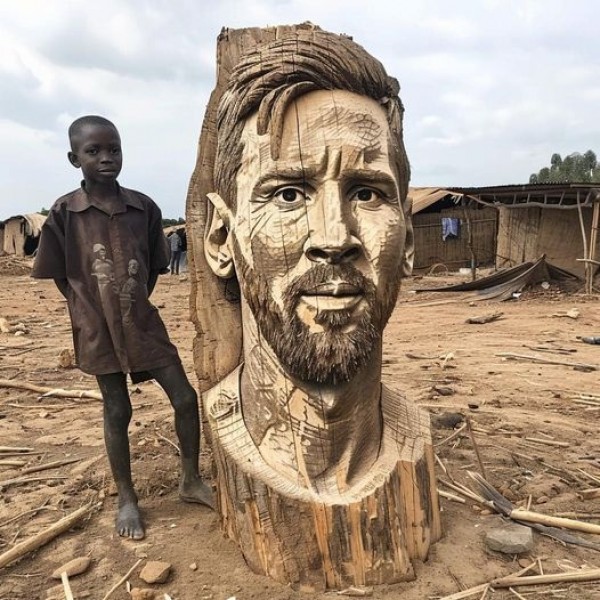 Детенце африканче направи од дрво ремек- дело: Сите знаеме кој е ликот